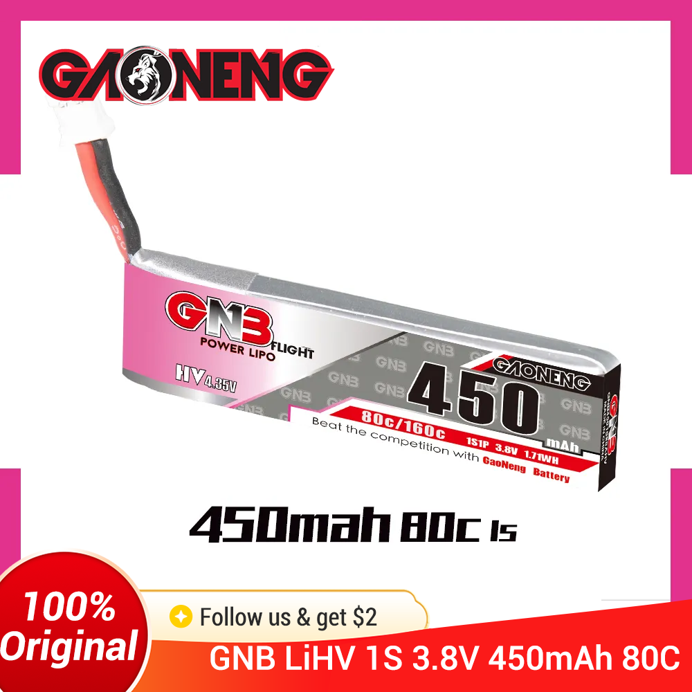 Drone Battery 3S - GAONENG GNB 1S 450mAh 80C/160C 3.8V
