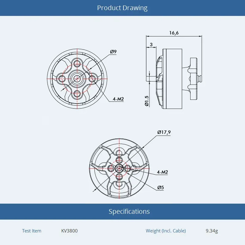 T-motor F1404 1404 2900 3800 4 - Drone Battery 4S recensie en prijs