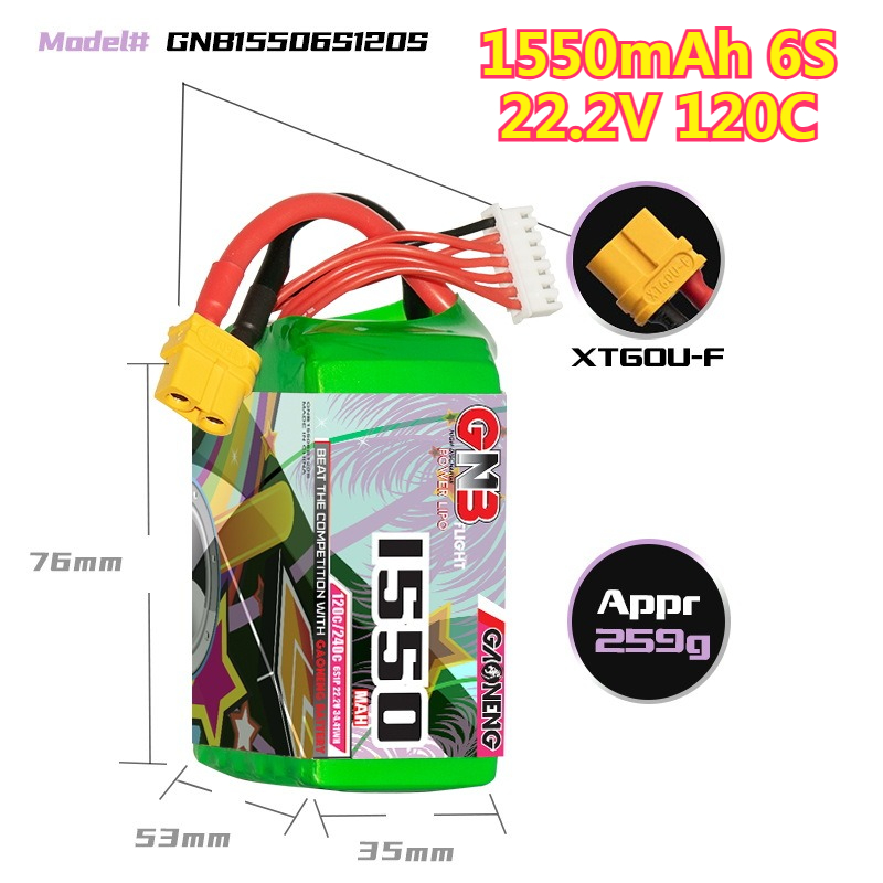 1550mAh 120C LiPo Batterij 4S  - Drone Battery 6S recensie en prijs